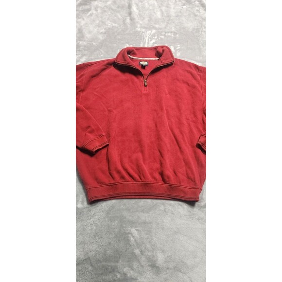 Tommy Bahama Men's Size Medium Red Quarter Zip Collared 100% Cotton Sweater - Picture 1 of 6